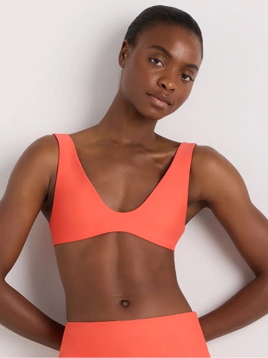 Quince Other - NWT QUINCE Italian Plunge Bikini Top Medium Sunset Orange 9415